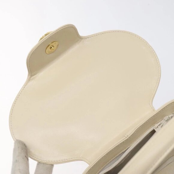 GIVENCHY Hand Bag Leather Beige Gold Auth - Picture 12 of 16